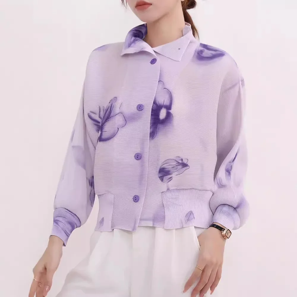Miyake Pleated Top 2024 Autumn New Fashion Plant Print Casual Loose Versatile Lapel Long-sleeved Single-breasted Cardigan Jacket
Miyake Pleated Top 2024 Autumn New Fashion Plant Print Casual Loose Versatile Lapel Long-sleeved Single-breasted Cardigan Jacket