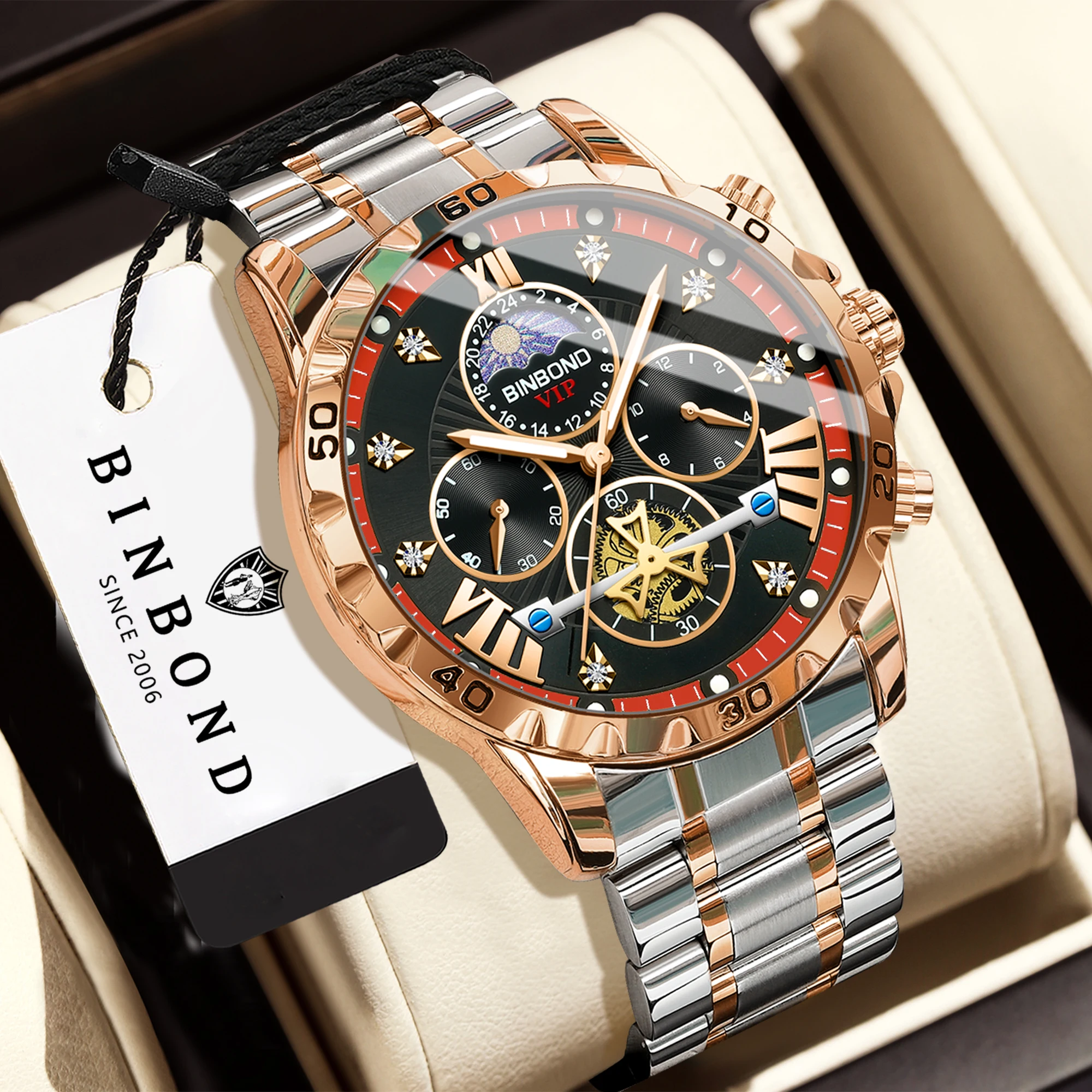 BINBOND Men's Luxury Waterproof Quartz Watch For Men Luminous Stainless Steel Strap Precise Durable Reversible Timepiece
BINBOND Men's Luxury Waterproof Quartz Watch For Men Luminous Stainless Steel Strap Precise Durable Reversible Timepiece