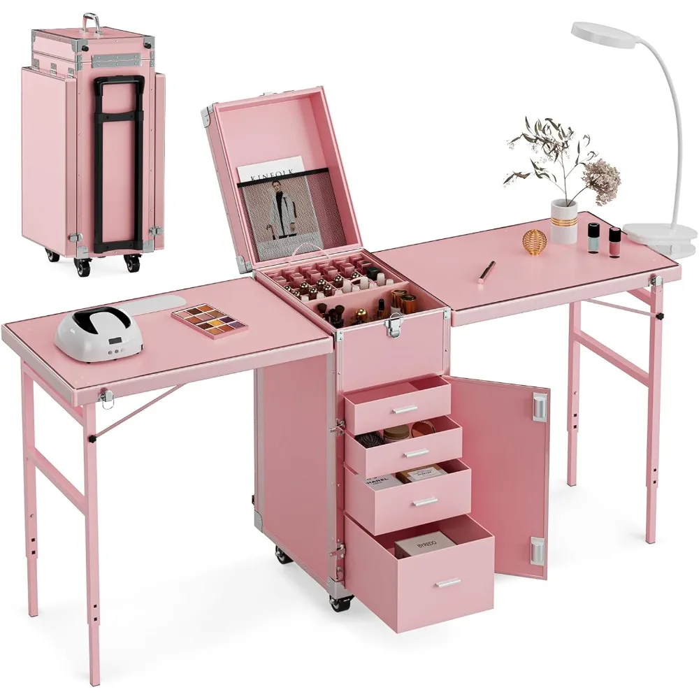 Nail Table Desk, Foldable Rolling Manicure Table with Wheel, Makeup Train Case for Nail Teach, 2 Desktop Cosmetic Trolley Case
Nail Table Desk, Foldable Rolling Manicure Table with Wheel, Makeup Train Case for Nail Teach, 2 Desktop Cosmetic Trolley Case