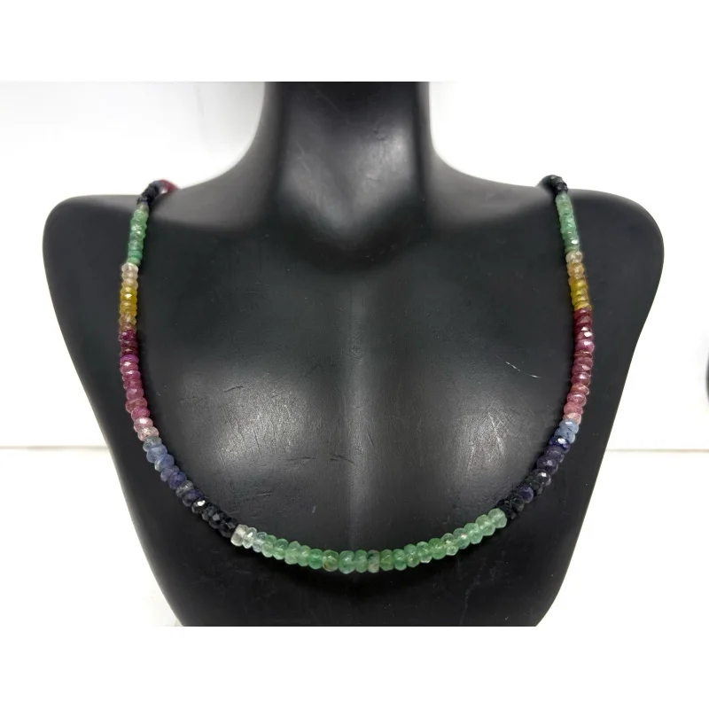 Multi Sapphire Necklace 20” Faceted Round Gemstone Beads Sterling Silver
Multi Sapphire Necklace 20” Faceted Round Gemstone Beads Sterling Silver