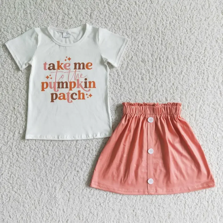 RTS NO MOQ Baby Girls Wholesale Short Sleeve Tee Shirt Pumpkin Patch Pink Skirt Design Outfits Fall Boutique Clothing Sets
RTS NO MOQ Baby Girls Wholesale Short Sleeve Tee Shirt Pumpkin Patch Pink Skirt Design Outfits Fall Boutique Clothing Sets