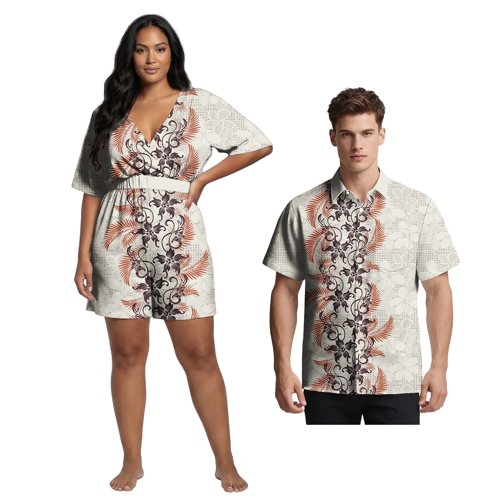 Sexy Hawaiian Romper for Women Samoan Tapa Men Casual Shirts Polynesian Tribal Design Lover's Clothes Unisex Couple Custom Suit
Sexy Hawaiian Romper for Women Samoan Tapa Men Casual Shirts Polynesian Tribal Design Lover's Clothes Unisex Couple Custom Suit