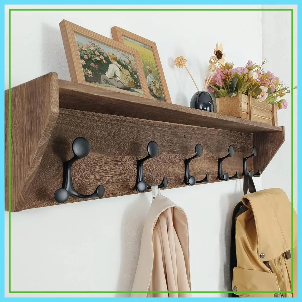 Wall Shelf with Hooks, 35-Inch Weathered Brown Coat Rack, 5 Tri Hooks, Lightweight & Sturdy for Entryway, Hallway, Living Room
Wall Shelf with Hooks, 35-Inch Weathered Brown Coat Rack, 5 Tri Hooks, Lightweight & Sturdy for Entryway, Hallway, Living Room