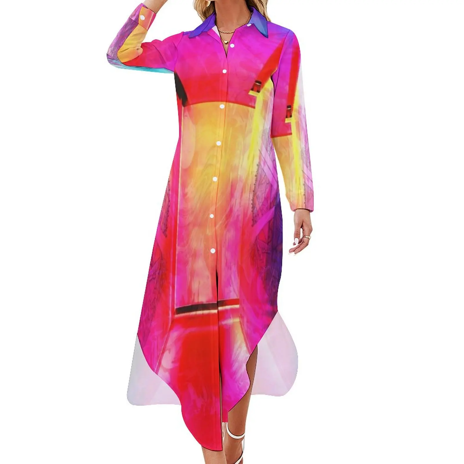 Spectrum Long Sleeved Shirt Dress birthday dress summer dress korean women Evening dresses
Spectrum Long Sleeved Shirt Dress birthday dress summer dress korean women Evening dresses