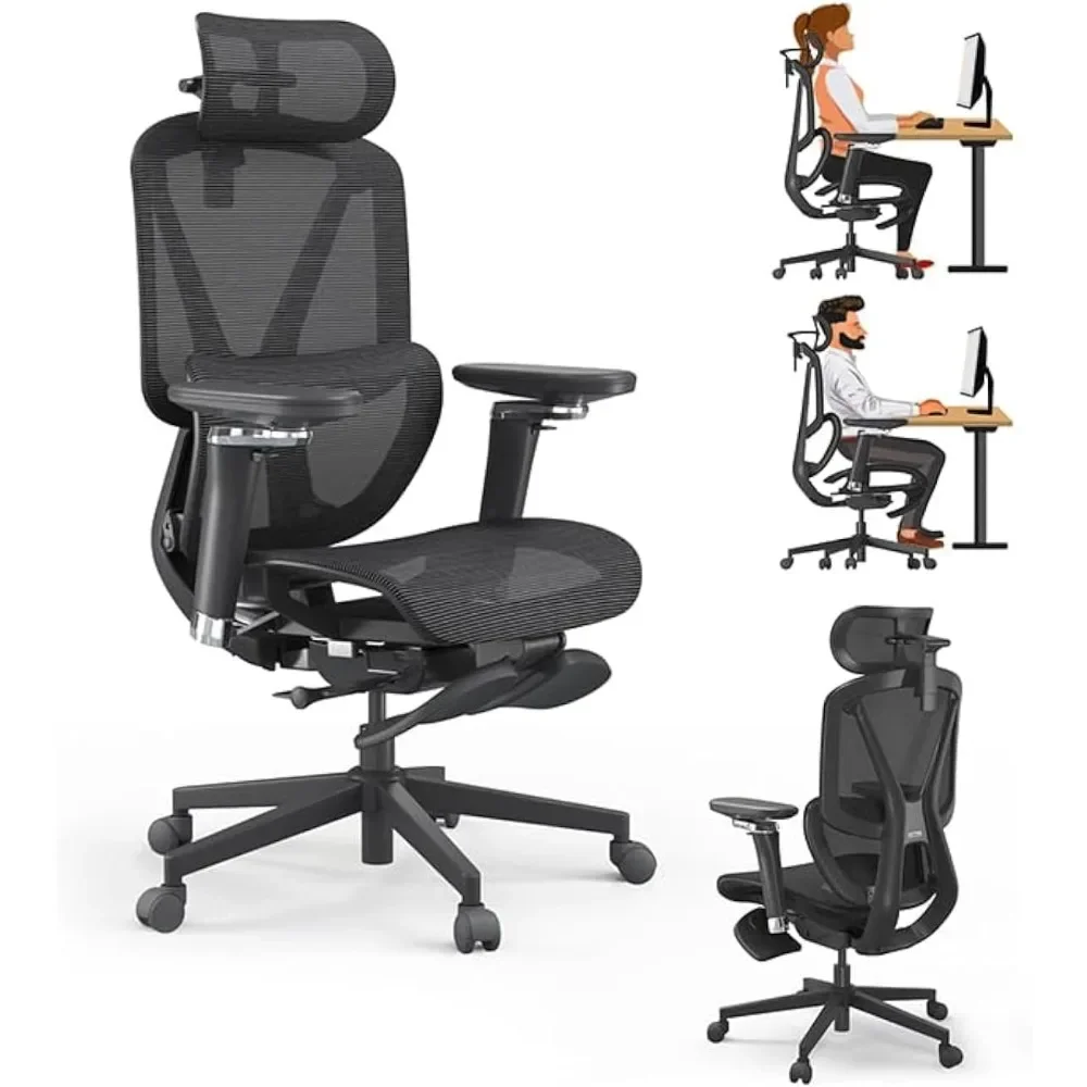 Ergonomic High Back Desk Chair with Large Elastic Adaptive Lumbar Support with Retractable Footrest 3D Headrest ARSS Armrest
Ergonomic High Back Desk Chair with Large Elastic Adaptive Lumbar Support with Retractable Footrest 3D Headrest ARSS Armrest