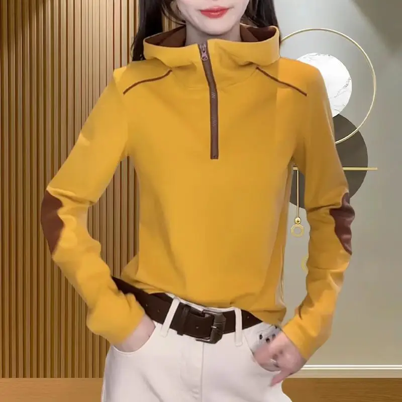 Color Blocked Half Zipper Long Sleeved Hooded Sweatshirt Spring Autumn New Casual Temperament Hoodies Fashion Clothes for Women
Color Blocked Half Zipper Long Sleeved Hooded Sweatshirt Spring Autumn New Casual Temperament Hoodies Fashion Clothes for Women