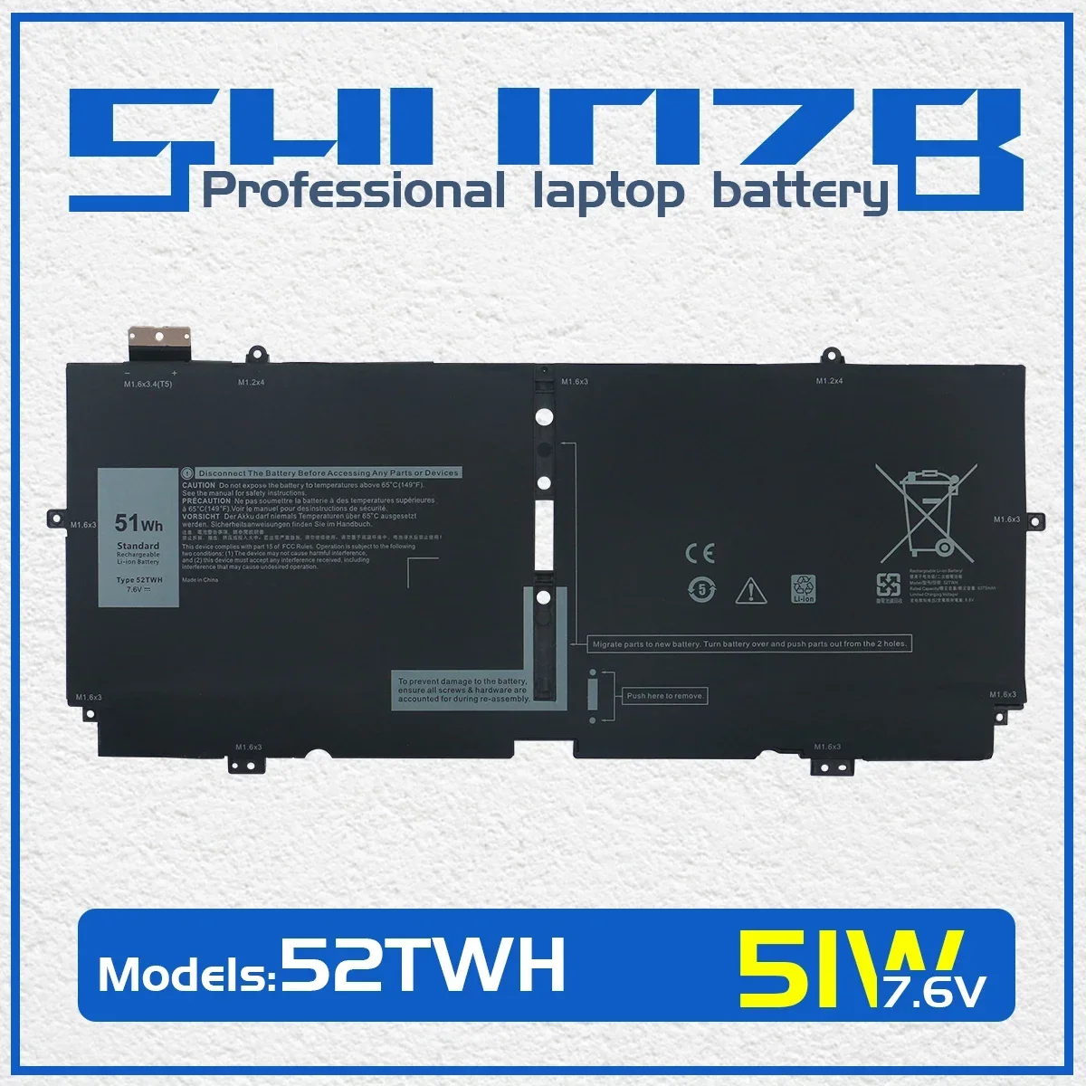 SHUOZB 52TWH XX3T7 Laptop Battery For Dell XPS 13 7390 9310 2-in-1 P103G P103G001 P103G002 0FDRT X1W0D 7.6V 51WH
SHUOZB 52TWH XX3T7 Laptop Battery For Dell XPS 13 7390 9310 2-in-1 P103G P103G001 P103G002 0FDRT X1W0D 7.6V 51WH