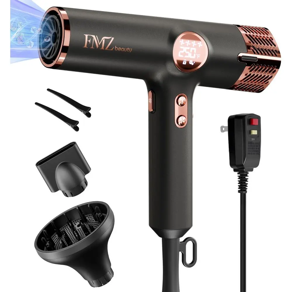 Proional Ionic Hair Blow Dryer Smart Display with Diuser, 1875W High Speed Powerul BLDC Motor or ast Drying, Mini Portable Light
Proional Ionic Hair Blow Dryer Smart Display with Diuser, 1875W High Speed Powerul BLDC Motor or ast Drying, Mini Portable Light
