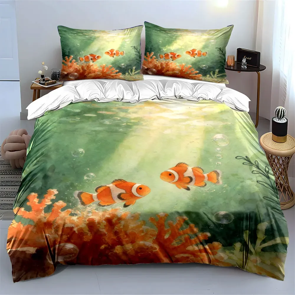 Clownfish Coral Reef Decor Set Soft Comfortable Duvet Cover Bedding Set Included 1*Duvet Cover & 2*Pillowcases, gift
Clownfish Coral Reef Decor Set Soft Comfortable Duvet Cover Bedding Set Included 1*Duvet Cover & 2*Pillowcases, gift