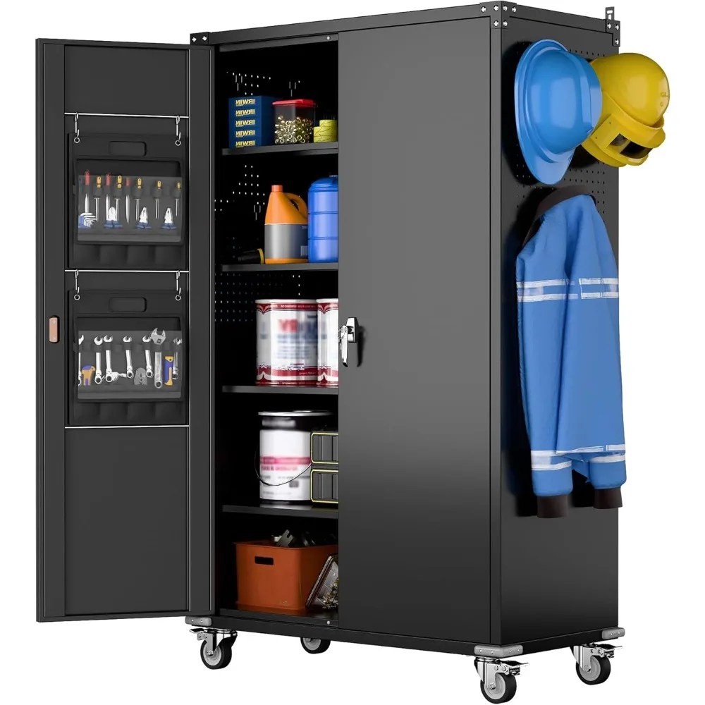 Upgraded Wide & Deep Extra Large Metal Storage Cabinet on Wheels,Lockable Garage Cabinets with 3 Pegboards,2 Tool Pouches for Ga
Upgraded Wide & Deep Extra Large Metal Storage Cabinet on Wheels,Lockable Garage Cabinets with 3 Pegboards,2 Tool Pouches for Ga
