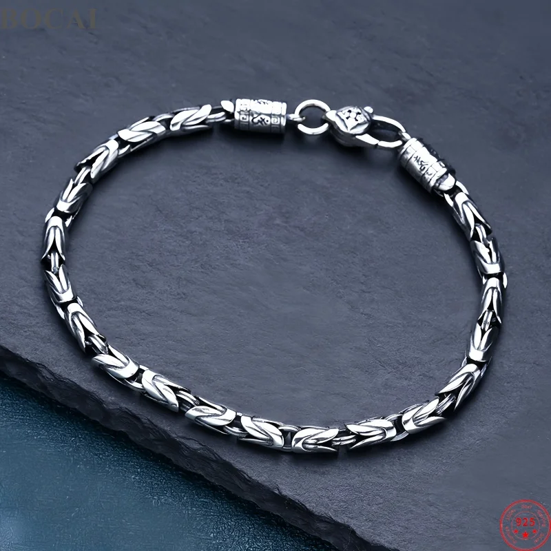 BOCAI New S925 Sterling Silver Charms Bangles for Men Antique Twists Pattern Six Character Mantra Punk Fine Choice Jewelry
BOCAI New S925 Sterling Silver Charms Bangles for Men Antique Twists Pattern Six Character Mantra Punk Fine Choice Jewelry