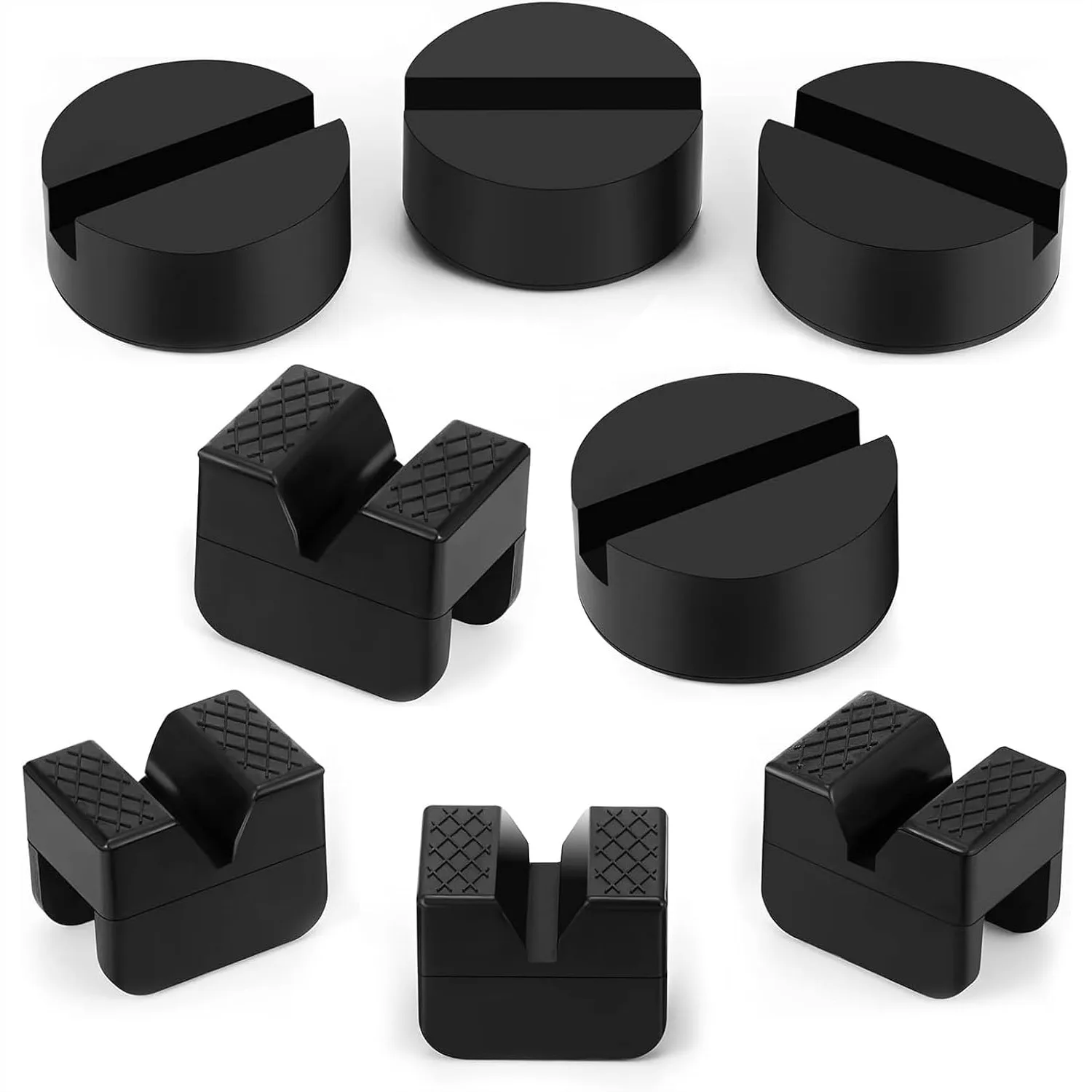 8 Pcs 2 Types Jack Stand Pads Universal Slotted Frame Rail Pinch Welds Protector Rubber Jack Pad for Jack Stand Accessories
8 Pcs 2 Types Jack Stand Pads Universal Slotted Frame Rail Pinch Welds Protector Rubber Jack Pad for Jack Stand Accessories