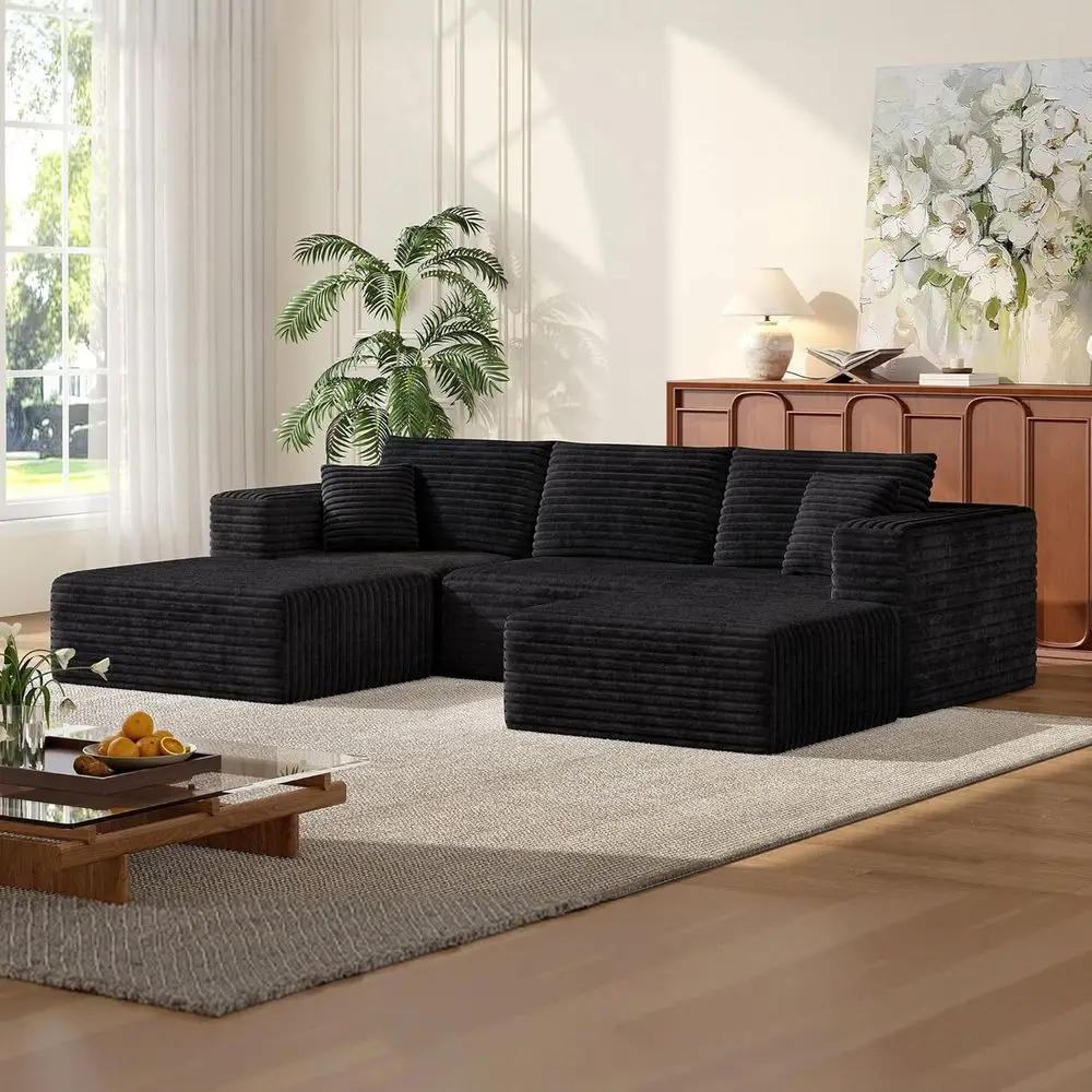 Black 106 Sectional Couch with Deep Seating, Upholstered Sleeper Sofa, 2 Ottomans, Convertible Folding Couches, No Assembly Requ
Black 106 Sectional Couch with Deep Seating, Upholstered Sleeper Sofa, 2 Ottomans, Convertible Folding Couches, No Assembly Requ