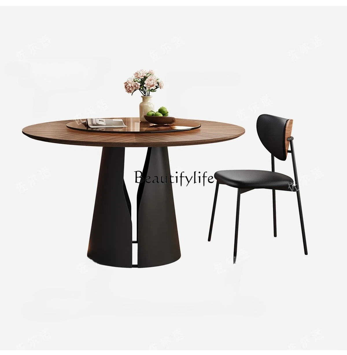 *Household round dining table and chairs solid wood medieval retro style dining table
*Household round dining table and chairs solid wood medieval retro style dining table