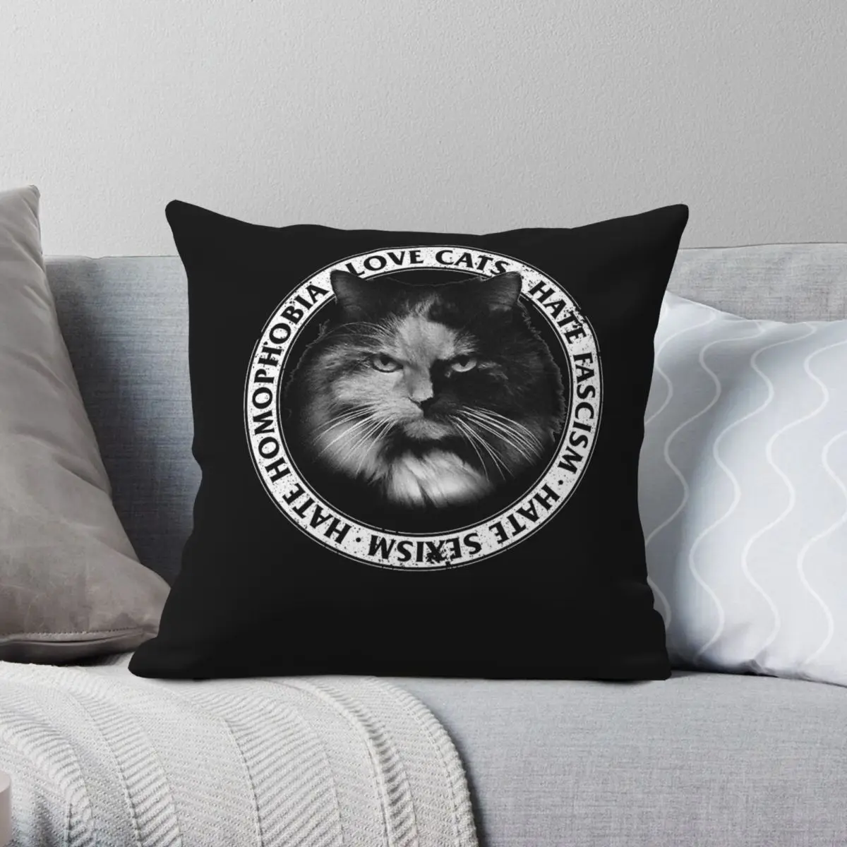 Love Cats Hate Fascism Homophobia Sexism Pillowcase Polyester Linen Velvet Pattern Zip Decorative Room Cushion Case Wholesale
Love Cats Hate Fascism Homophobia Sexism Pillowcase Polyester Linen Velvet Pattern Zip Decorative Room Cushion Case Wholesale