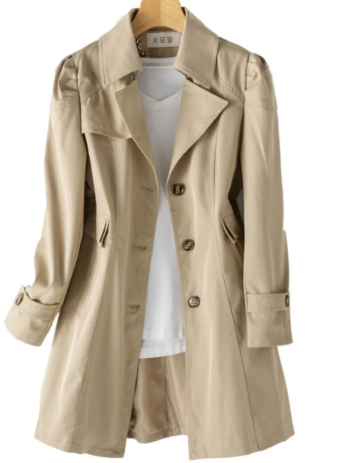 Slim Midlength Trench Coat for Women Street Sle Pure Color Button Closure Long Sve Windbreaker Outerwear Coat
Slim Midlength Trench Coat for Women Street Sle Pure Color Button Closure Long Sve Windbreaker Outerwear Coat