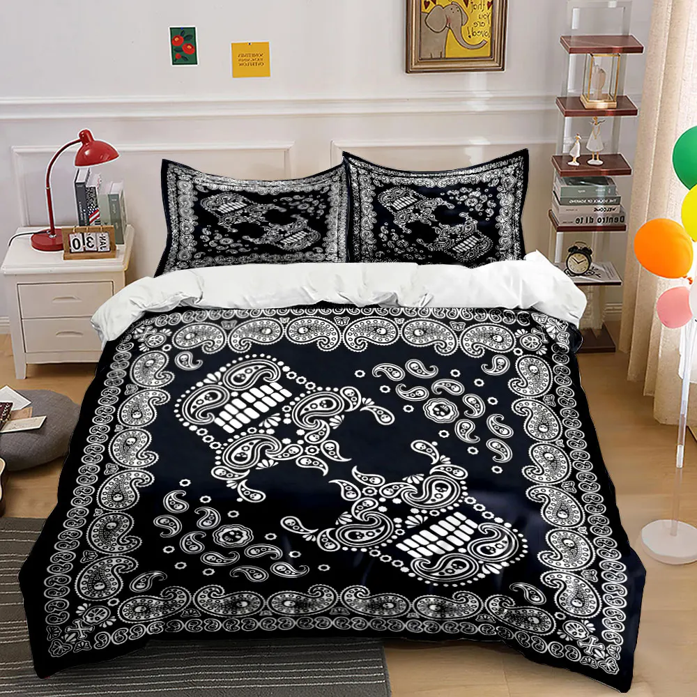 Black Skeleton Paisley Printed Duvet Cover Set 1 Duvet Cover+2 Pillowcase Multi Size Bedroom Bedding Decor Machine Washable
Black Skeleton Paisley Printed Duvet Cover Set 1 Duvet Cover+2 Pillowcase Multi Size Bedroom Bedding Decor Machine Washable