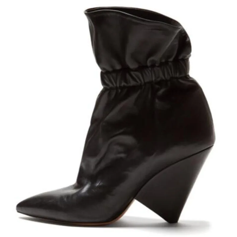 Hot Women Black Leather Pointed Toe Spike Heels Elastic Band Ankle Boots Female Slip On Short Booties Drop Shipping Autumn Shoes
Hot Women Black Leather Pointed Toe Spike Heels Elastic Band Ankle Boots Female Slip On Short Booties Drop Shipping Autumn Shoes