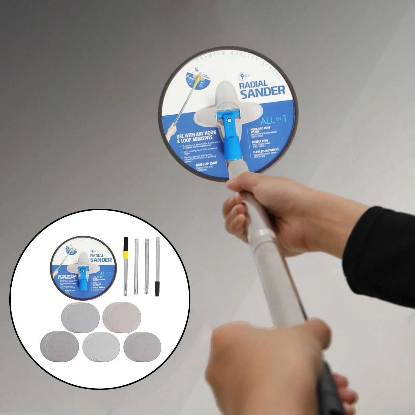 Manual Drywall Sander with Extension Rod Ergonomic Design for Painting Projects Lightweight Multifunctional 360° Swivel Head
Manual Drywall Sander with Extension Rod Ergonomic Design for Painting Projects Lightweight Multifunctional 360° Swivel Head