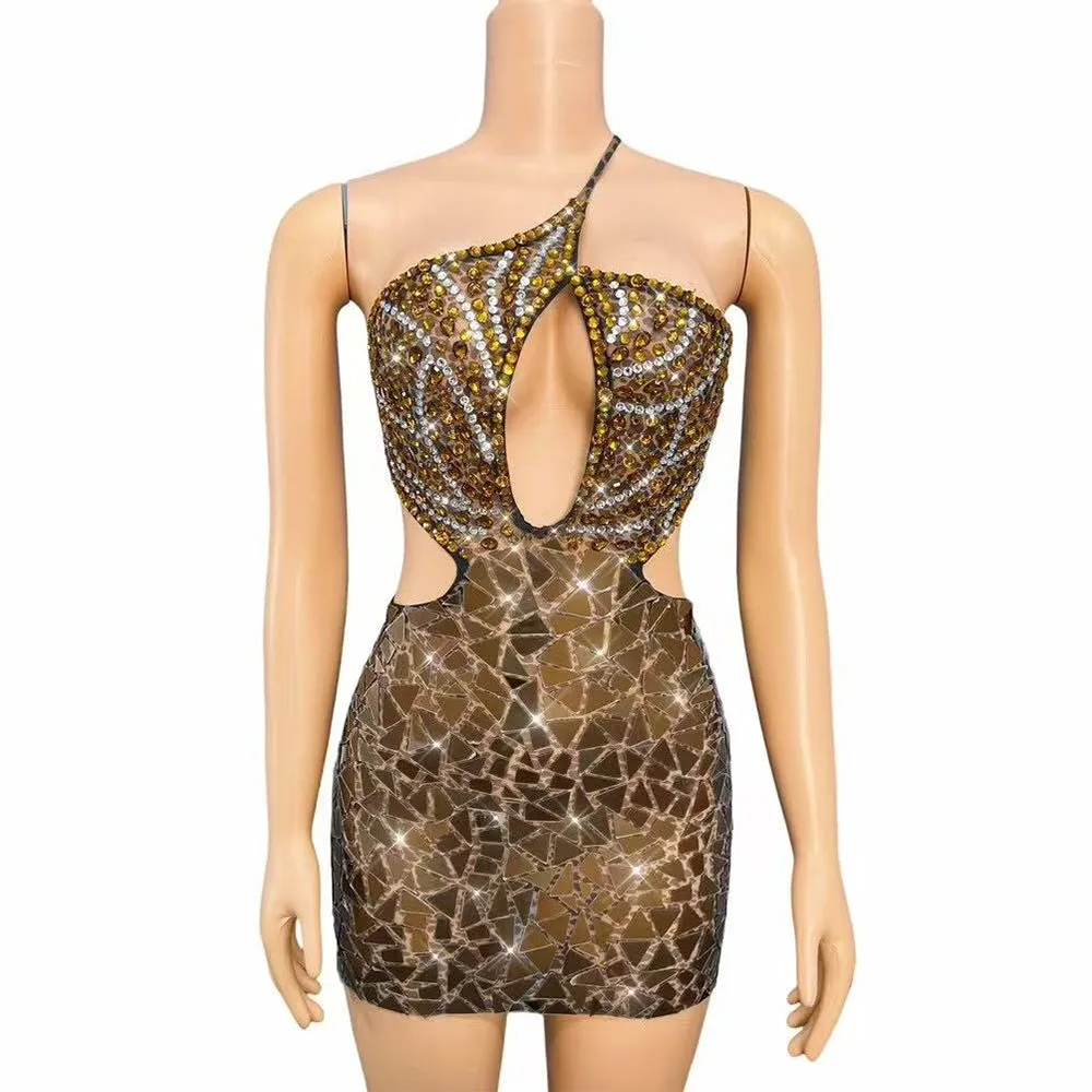 Luxury Night Party Shining Rhinestones Mirrors Sexy Hollow waist Suspenders DressParty Show Outfit Stage Perform Stage Costume
Luxury Night Party Shining Rhinestones Mirrors Sexy Hollow waist Suspenders DressParty Show Outfit Stage Perform Stage Costume