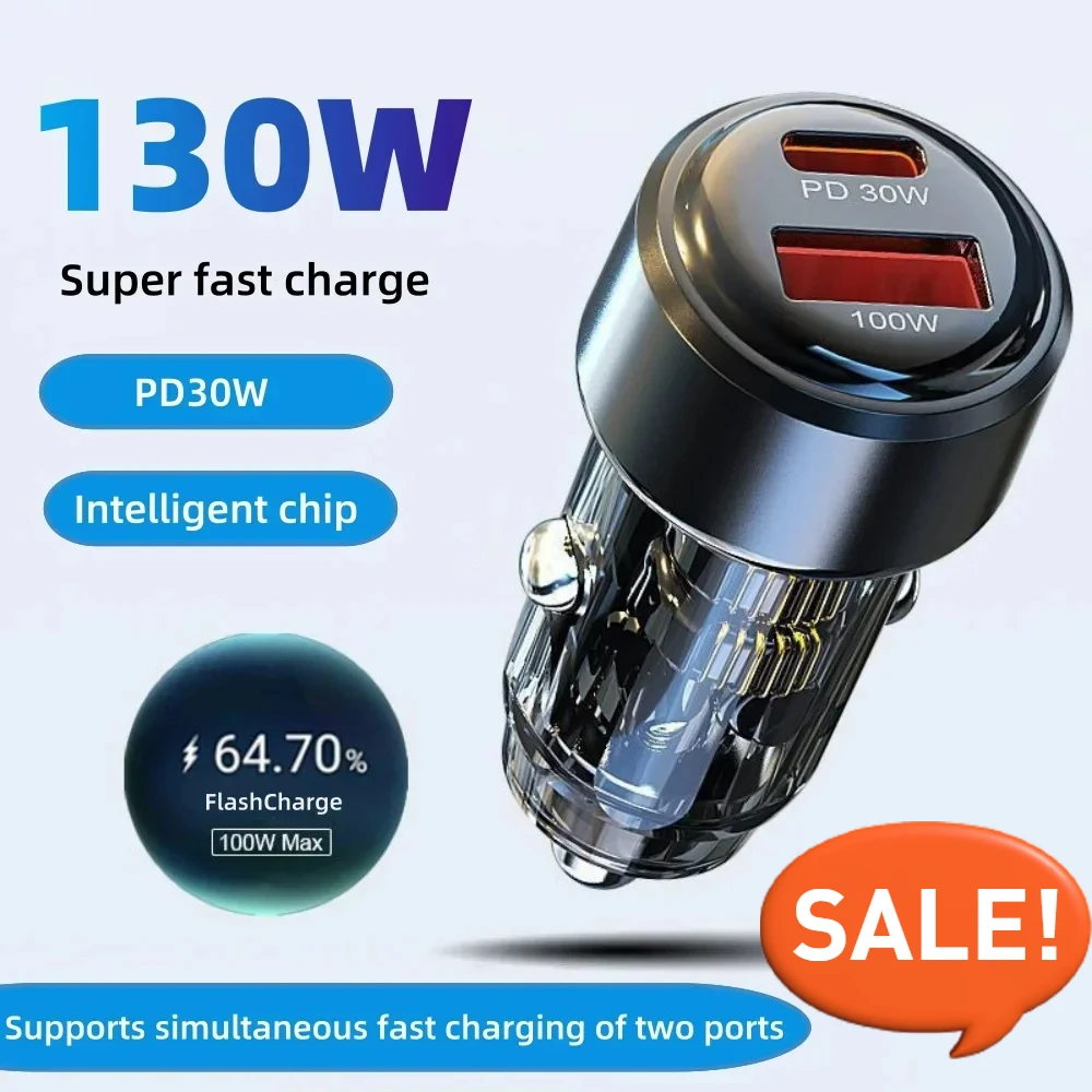 USB Car Charger 130W PD Adapter Fast Charging Type USB C Car Quick Charger in Car Mobile Phone For iPhone Xiaomi Huawei Samsung
USB Car Charger 130W PD Adapter Fast Charging Type USB C Car Quick Charger in Car Mobile Phone For iPhone Xiaomi Huawei Samsung