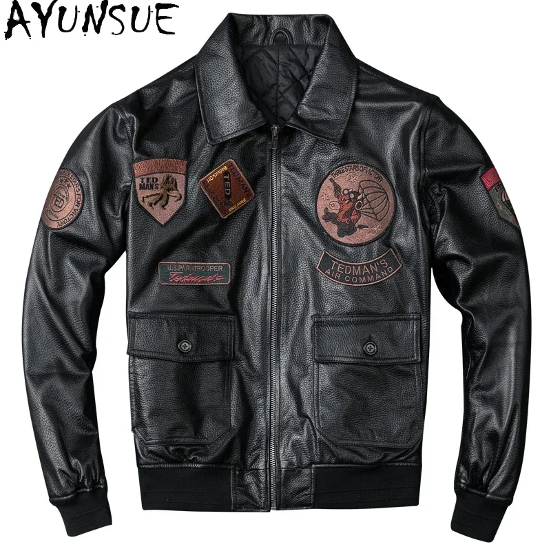 AYUNSUE Men's Leather Jacket Autumn Winter Sheepskin Coat Motorcycle Genuine Leather Jackets Large Size Short Flight Jacket KJ22
AYUNSUE Men's Leather Jacket Autumn Winter Sheepskin Coat Motorcycle Genuine Leather Jackets Large Size Short Flight Jacket KJ22