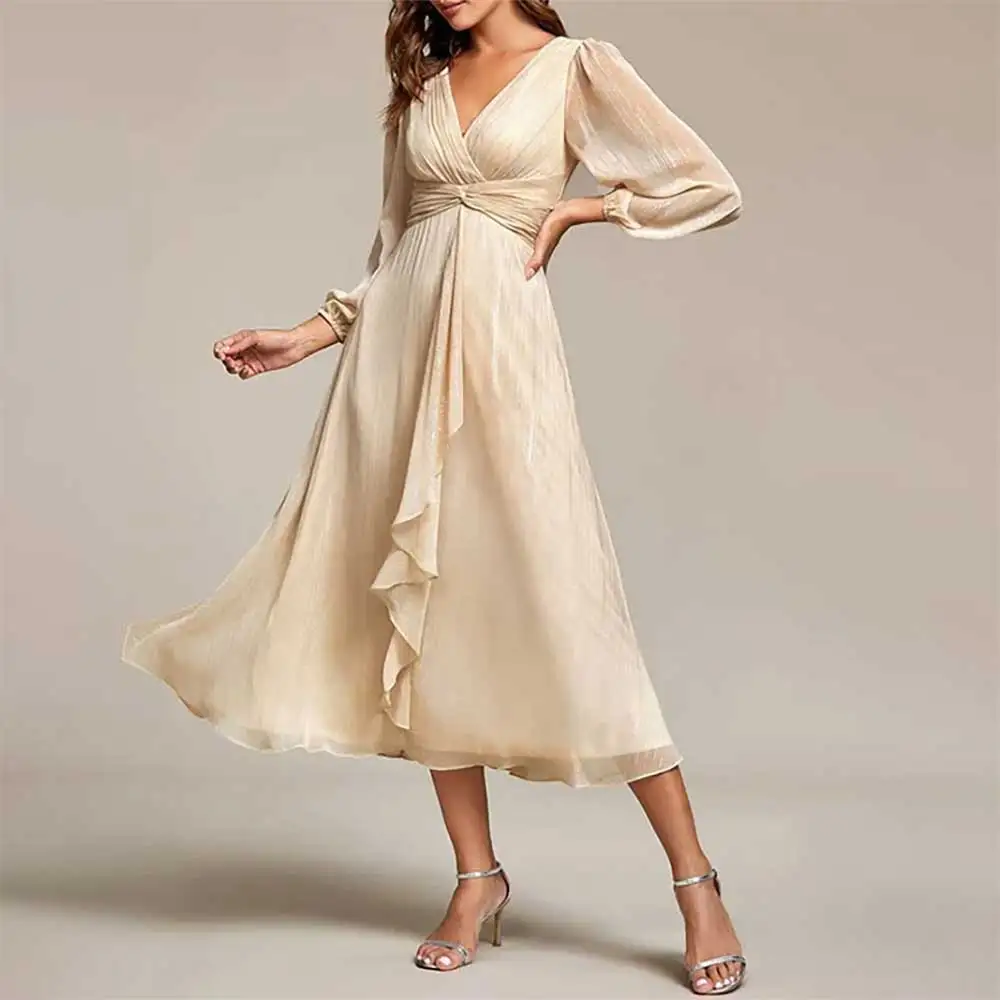 2025 Элегантное вечернее платье с v-образным вырезом и длинным рукавом для выпускного вечера, плиссированное вечернее платье с рюшами и поясом, вечерние коктейльные платья, свадебное платье для гостей
2025 Элегантное вечернее платье с v-образным вырезом и длинным рукавом для выпускного вечера, плиссированное вечернее платье с рюшами и поясом, вечерние коктейльные платья, свадебное платье для гостей