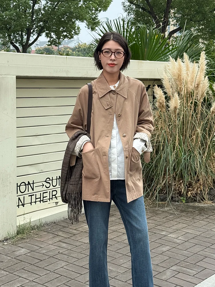 i Color Pure Cotton ort Sle Women's Jaet Loose Fit Outerwear Autumn New Arrival Comfortable Commute Simple Design
i Color Pure Cotton ort Sle Women's Jaet Loose Fit Outerwear Autumn New Arrival Comfortable Commute Simple Design