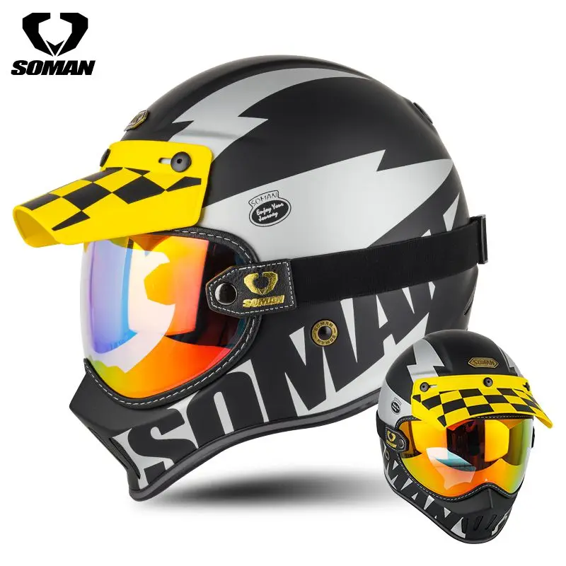 Soman Carbon Fiber Vintage Off-Road Helmet DOT Certified Motorcycle Safety Helmet Four Seasons Universal Rally Helmet
Soman Carbon Fiber Vintage Off-Road Helmet DOT Certified Motorcycle Safety Helmet Four Seasons Universal Rally Helmet