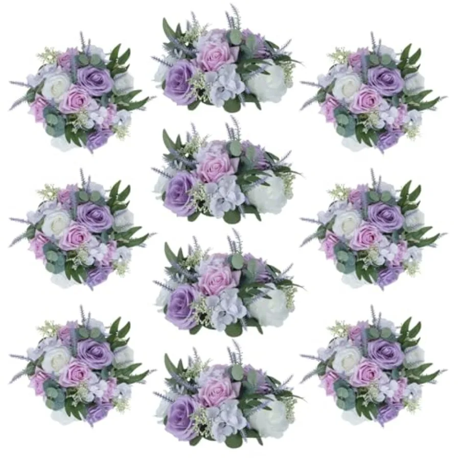 Purple Flowers for Wedding Centerpieces: 10PCS 9.5 Fake Lilac White Rose Lavender for Wedding Party - Silk Flower Ball for Tabl
Purple Flowers for Wedding Centerpieces: 10PCS 9.5 Fake Lilac White Rose Lavender for Wedding Party - Silk Flower Ball for Tabl