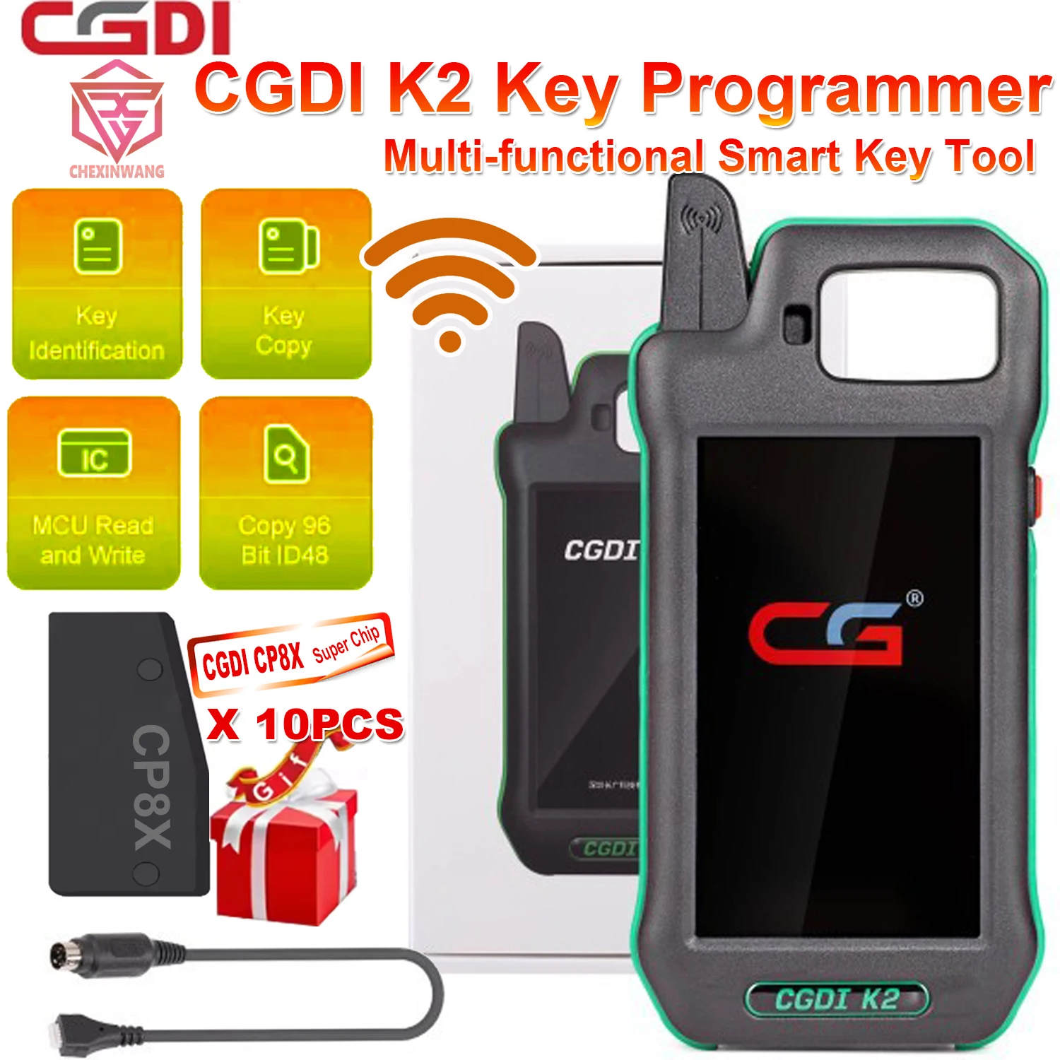 CG CGDI K2 Remote Programmer Wifi Professional Multi-functional Smart Key Tool with CP8X Remote Generator Auto Key Programmer Tl
CG CGDI K2 Remote Programmer Wifi Professional Multi-functional Smart Key Tool with CP8X Remote Generator Auto Key Programmer Tl