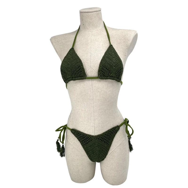 Handmade Crochet Women Extremely Sexy Adjustable Green Bikinis suit cotton Summer Swimsuit
Handmade Crochet Women Extremely Sexy Adjustable Green Bikinis suit cotton Summer Swimsuit
