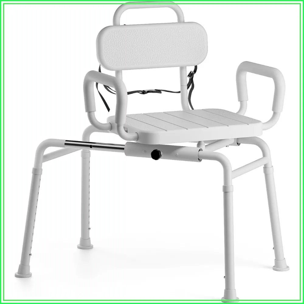 Sliding Shower Chair with Swivel Seat for Bathtub, Aluminum Alloy Frame, 350 lb Capacity, Adjustable Height, 360° Rotation, Safety Belt
Sliding Shower Chair with Swivel Seat for Bathtub, Aluminum Alloy Frame, 350 lb Capacity, Adjustable Height, 360° Rotation, Safety Belt