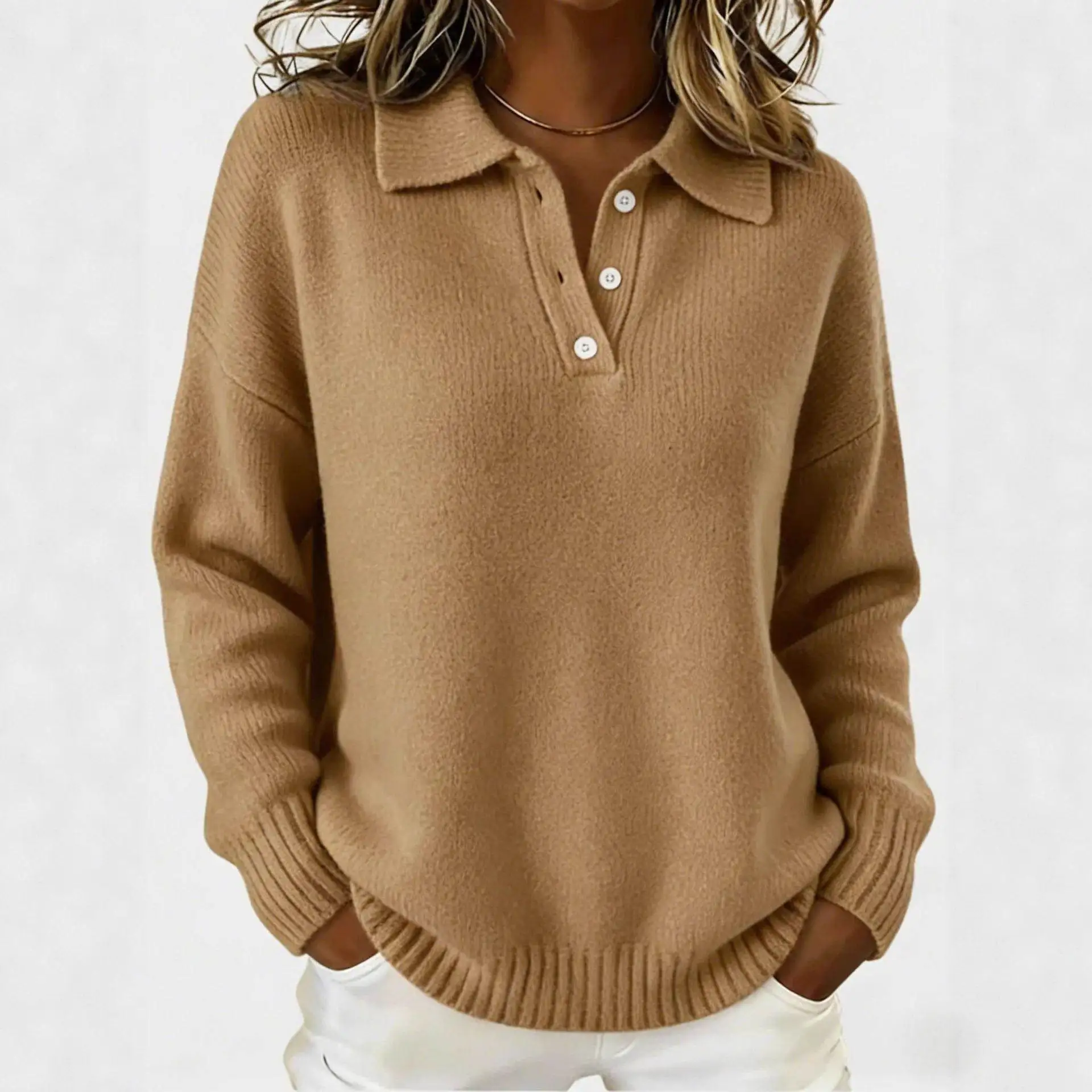 Loose Casual V-Neck Knitted Sweater Women's Autumn Winter Fashion Button up Long Sleeve Top Comfortable Soft Medium Thickness
Loose Casual V-Neck Knitted Sweater Women's Autumn Winter Fashion Button up Long Sleeve Top Comfortable Soft Medium Thickness