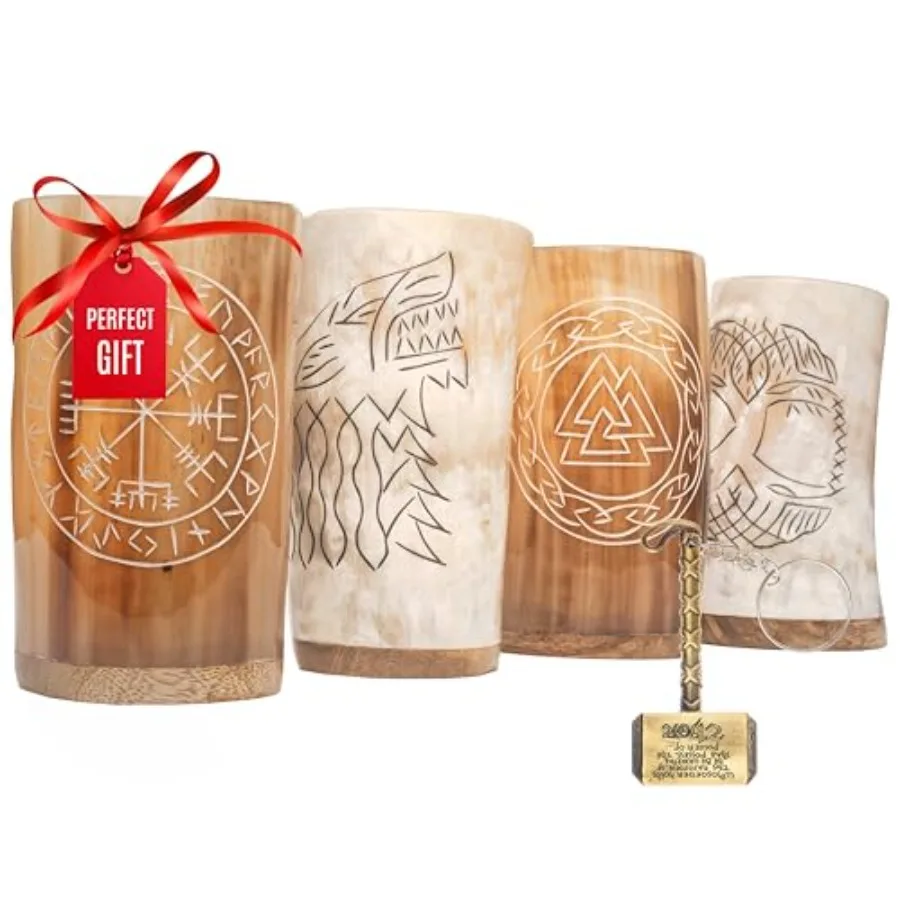Viking Drinking Horn Mugs Set of 4 beer stein set Natural Ox Horn Shot Glasses 10 oz Cool Unique Tumbler Beer Gift for Men and
Viking Drinking Horn Mugs Set of 4 beer stein set Natural Ox Horn Shot Glasses 10 oz Cool Unique Tumbler Beer Gift for Men and