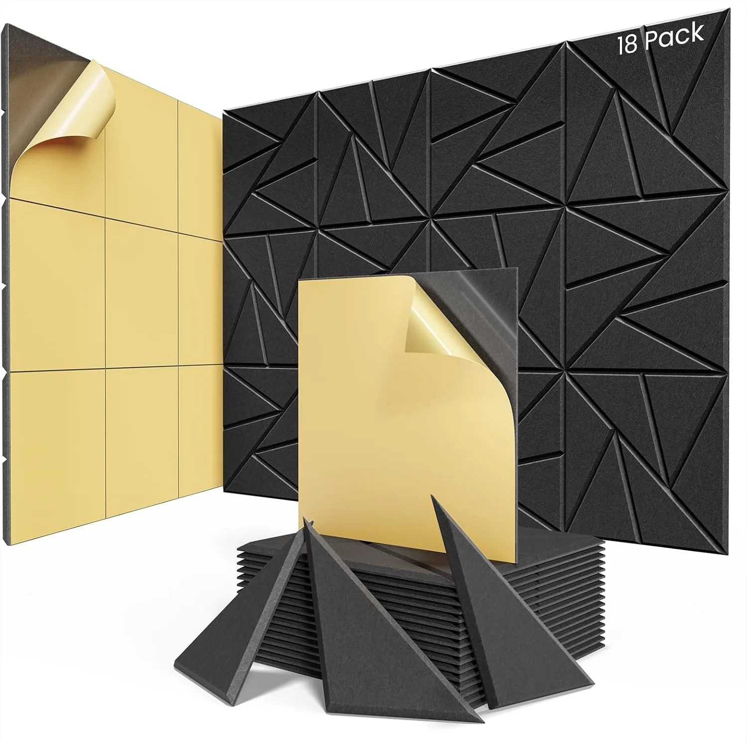 18 Pack Self-Adhesive Acoustic Panels, 12x12x0.4" Sound Proof Foam, High Density Wall Panels for Home Studio Office - Black
18 Pack Self-Adhesive Acoustic Panels, 12x12x0.4" Sound Proof Foam, High Density Wall Panels for Home Studio Office - Black