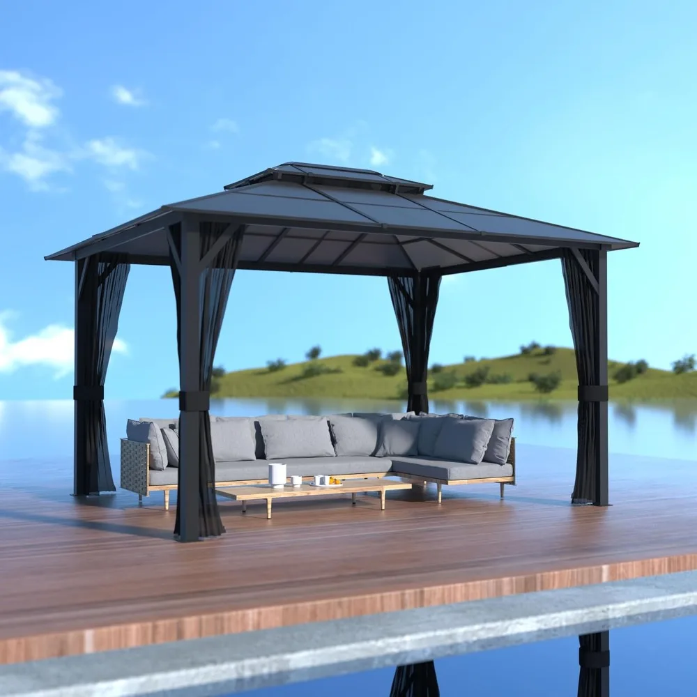 10x13 FT Polycarbonate Hardtop Gazebo with Aluminum Frame, Double Roof Patio Gazbeo, Permanent Outdoor, Customized
10x13 FT Polycarbonate Hardtop Gazebo with Aluminum Frame, Double Roof Patio Gazbeo, Permanent Outdoor, Customized
