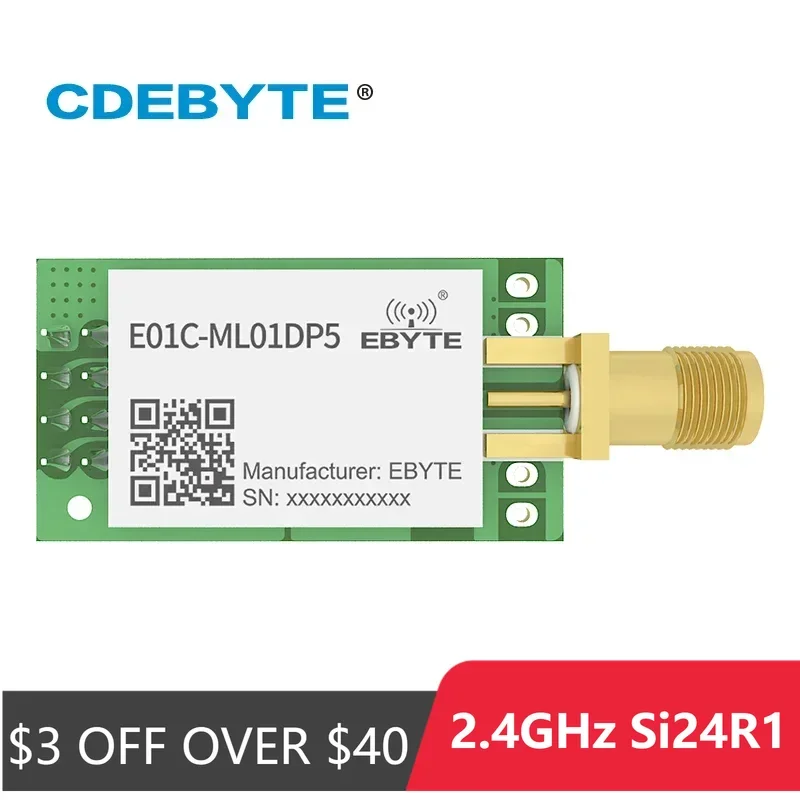 2,4 ГГц Si24R1 PA LNA RF SPI модуль 100 мВт 20 дБм E01C-ML01DP5 CDEBYTE 2,5 км беспроводной передатчик и приемник дальнего действия nRF24L01+
2,4 ГГц Si24R1 PA LNA RF SPI модуль 100 мВт 20 дБм E01C-ML01DP5 CDEBYTE 2,5 км беспроводной передатчик и приемник дальнего действия nRF24L01+