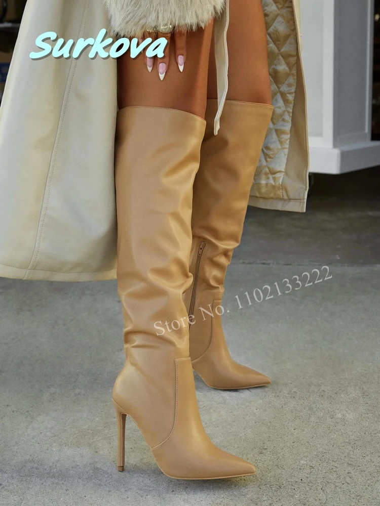 Brown Side Zipper Women's Knee Boots News Solid Matte Leather Thin High Heel Pointed Toe Leisure Party Catwalk Shoes Daily
Brown Side Zipper Women's Knee Boots News Solid Matte Leather Thin High Heel Pointed Toe Leisure Party Catwalk Shoes Daily