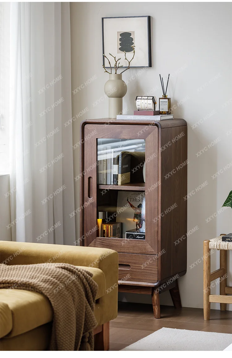 SSNorth black walnut TV side cabinet living room solid wood glass door side cabinet
SSNorth black walnut TV side cabinet living room solid wood glass door side cabinet