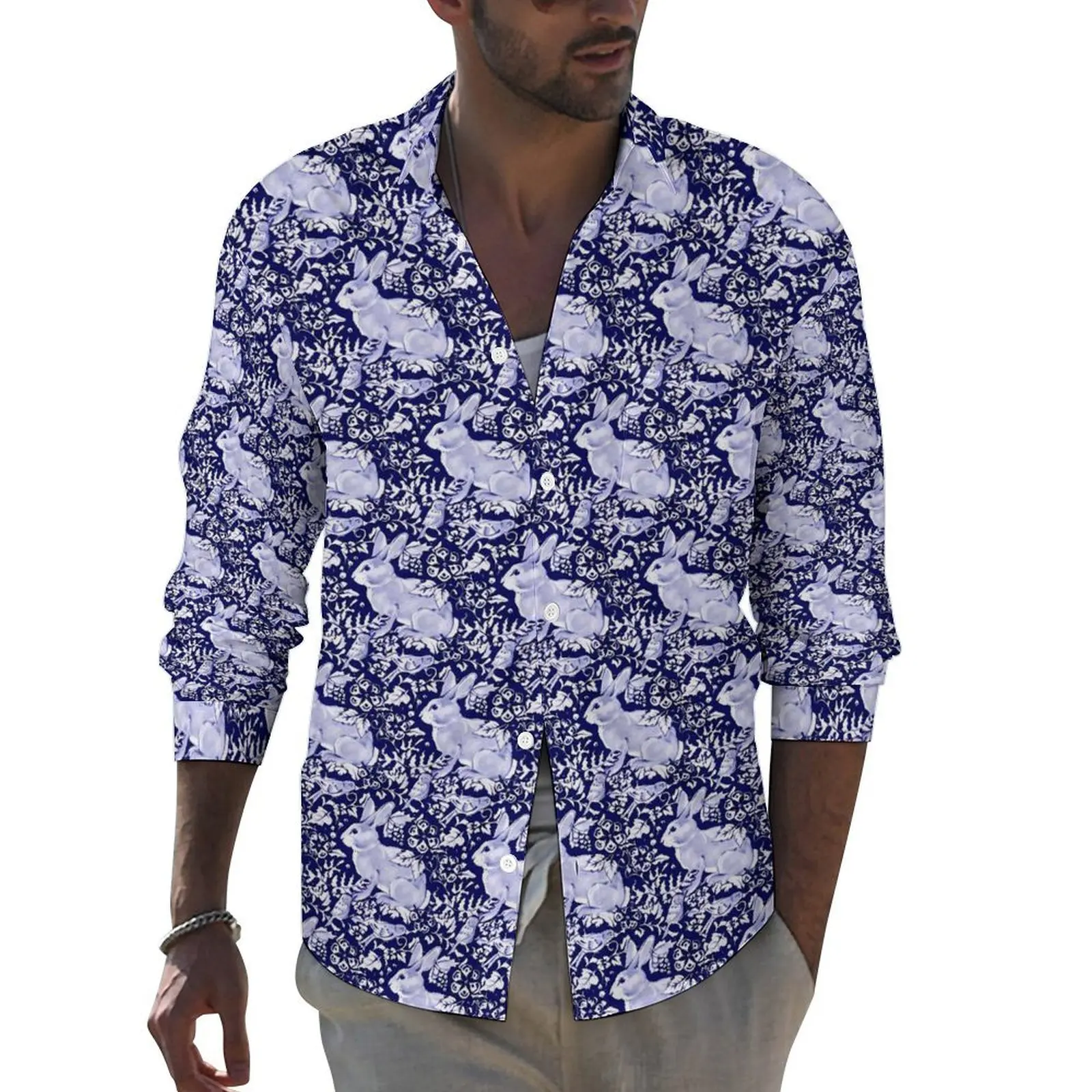 Cute Rabbit Street Casual Shirt Men Bird Floral Print Shirt Spring Loose Blouses Long Sleeve Graphic Oversized Tops
Cute Rabbit Street Casual Shirt Men Bird Floral Print Shirt Spring Loose Blouses Long Sleeve Graphic Oversized Tops