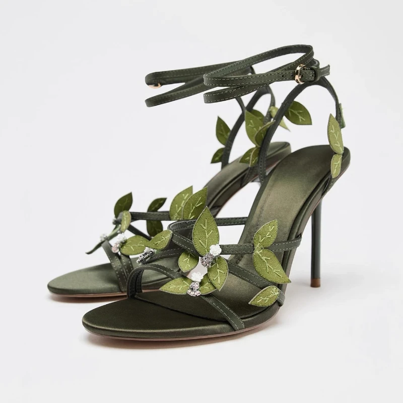 Brand Design Green Leafs Women Gladiator Sandals Narrow Strap Open Toe Stiletto Elegant High Heels Female Party Dress Shoes
Brand Design Green Leafs Women Gladiator Sandals Narrow Strap Open Toe Stiletto Elegant High Heels Female Party Dress Shoes