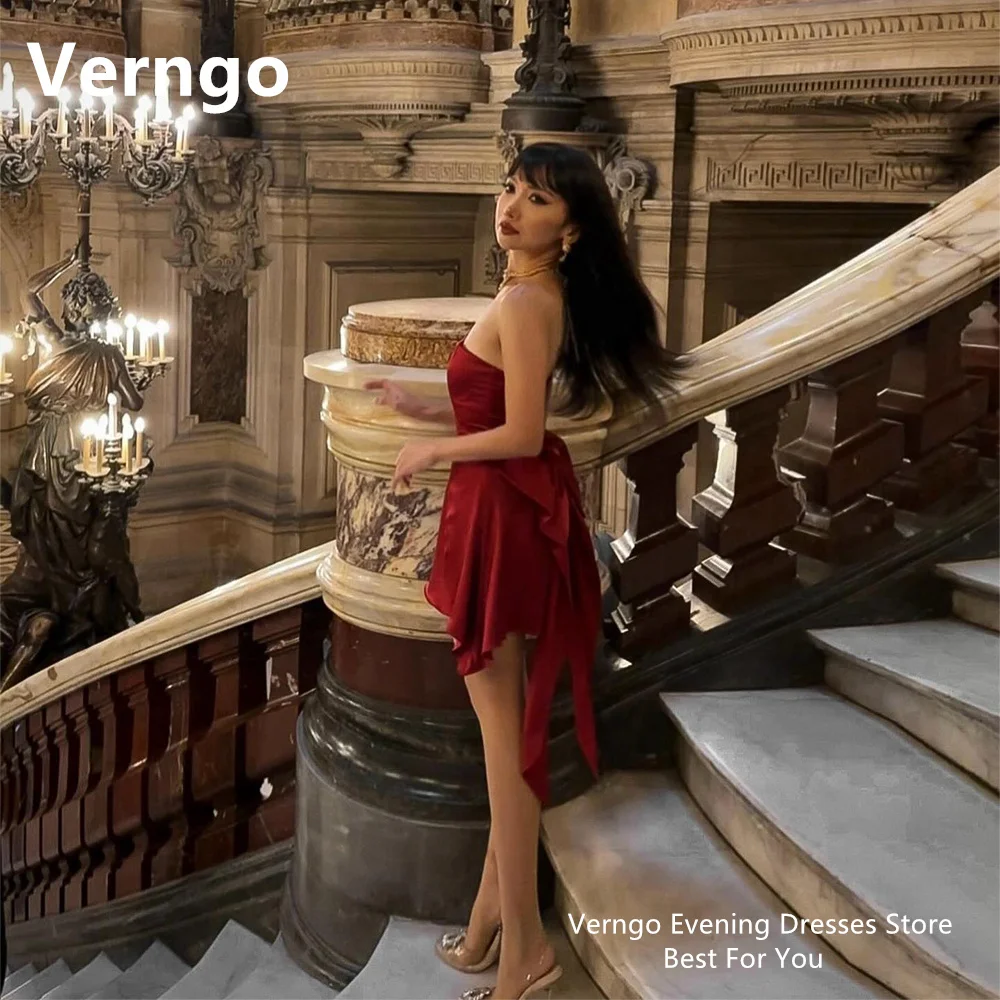 Verngo Red Mini Party Dress Strapless A Line Short Prom Gowns Zipper Birthday Dress With Bow Simple Formal Occasion Dress
Verngo Red Mini Party Dress Strapless A Line Short Prom Gowns Zipper Birthday Dress With Bow Simple Formal Occasion Dress