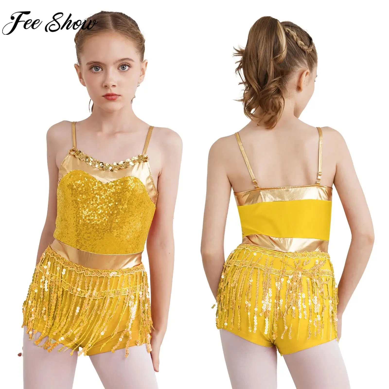 Children Girls Latin Dance Performance Bodysuit Shiny Sequin Tassel Leotard Dress for Samba Cha-cha Figure Skating Jazz Dancing
Children Girls Latin Dance Performance Bodysuit Shiny Sequin Tassel Leotard Dress for Samba Cha-cha Figure Skating Jazz Dancing