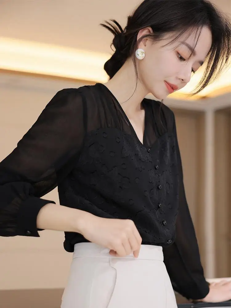 Рубашки с длинным рукавом, женские шифоновые рубашки с рюшами, свободный крой, французский, женский, молодежный, удобный, романтический, повседневный наряд для отпуска 
Рубашки с длинным рукавом, женские шифоновые рубашки с рюшами, свободный крой, французский, женский, молодежный, удобный, романтический, повседневный наряд для отпуска