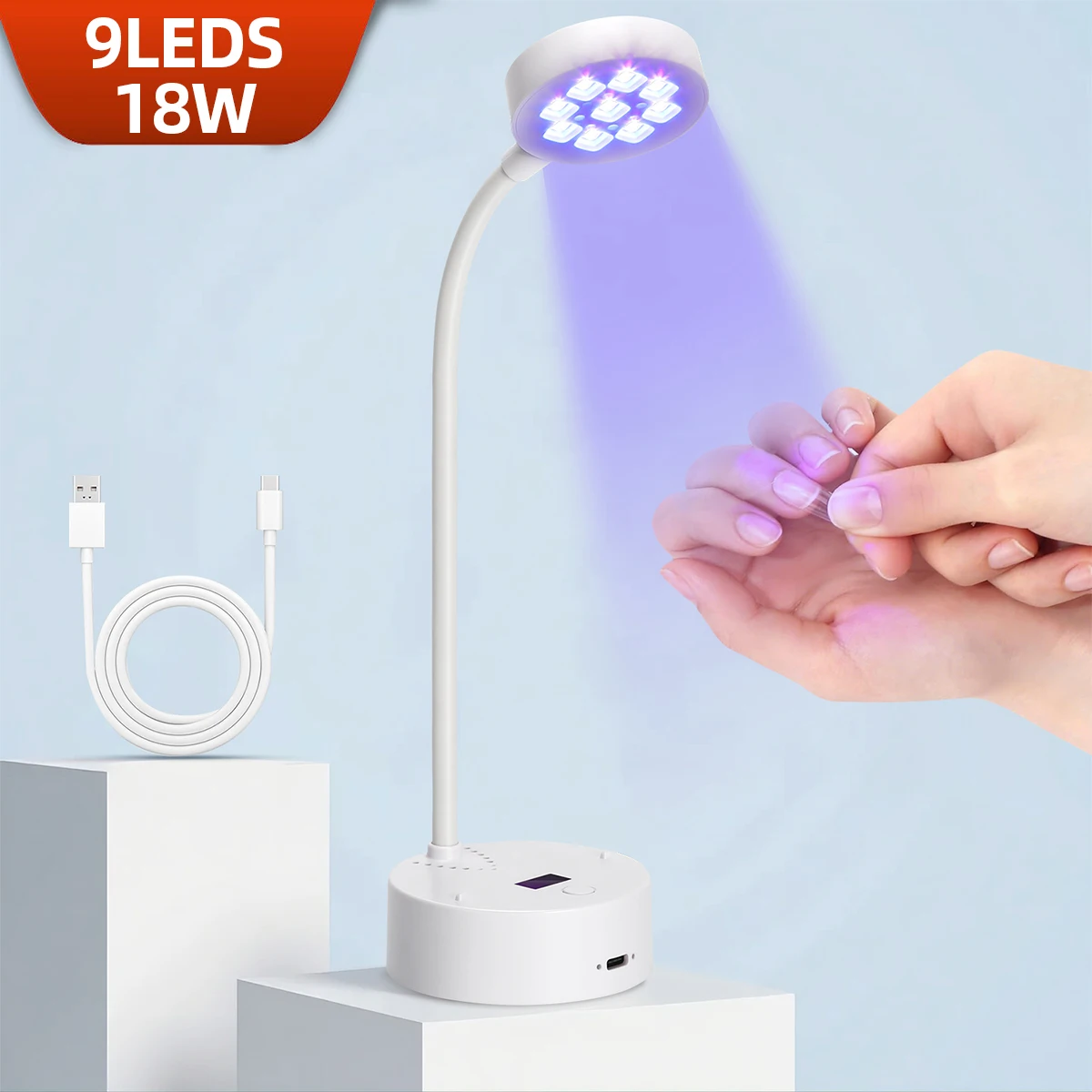 18W Cordless UV LED Nail Lamp With 360° Adjustable Bendable Fast Drying Gel Polish Light Portable Nail Dryer For Nail Salon
18W Cordless UV LED Nail Lamp With 360° Adjustable Bendable Fast Drying Gel Polish Light Portable Nail Dryer For Nail Salon