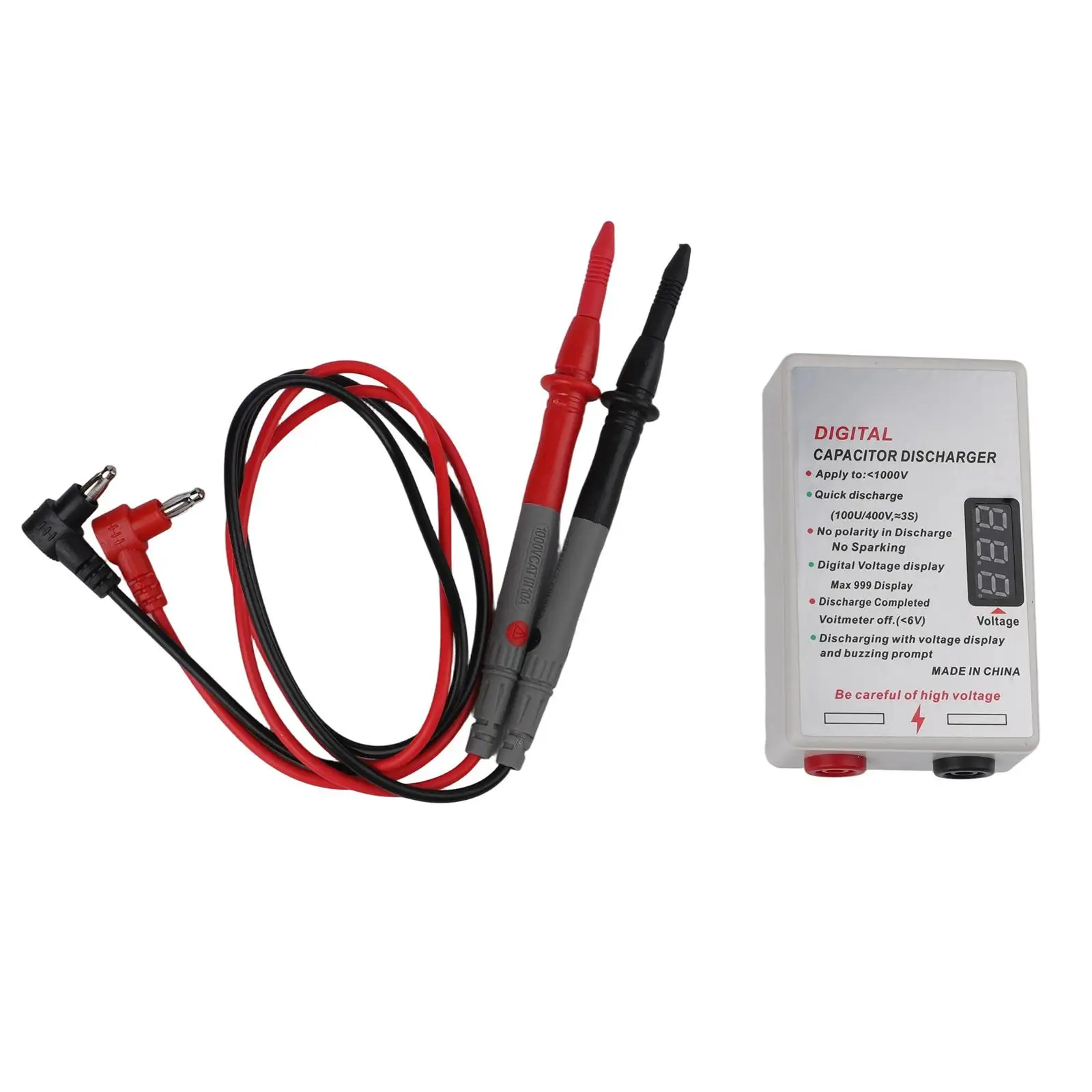 Voltage Discharge Tool with 1000V Fast Discharge Pen and Digital Volt Meter for Electricians to Safely Discharge Capacitors
Voltage Discharge Tool with 1000V Fast Discharge Pen and Digital Volt Meter for Electricians to Safely Discharge Capacitors
