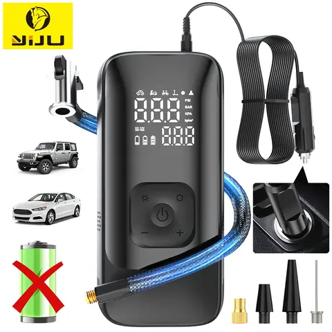 YIJU Wired Car Tire Inflator Air Compressor 150PSI Portable Electric Air Pump For Car Tire 12V Air Filling Pump Tools