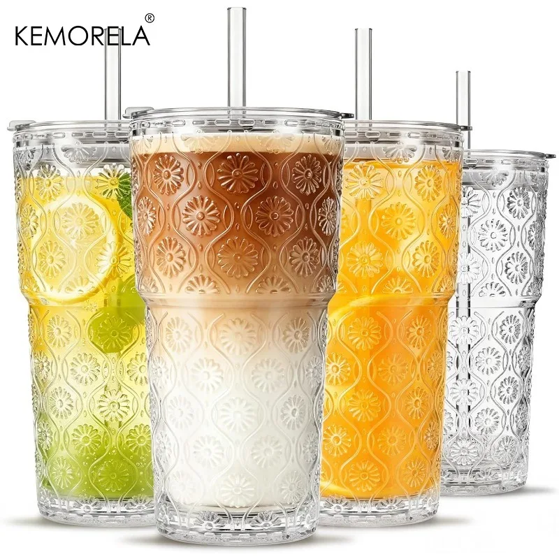 4PCS Begonia Flower Glass Coffee Cup With Lid and Glass Straws 590ML for Iced Coffee Smoothies Milk Water and More Drinkware
4PCS Begonia Flower Glass Coffee Cup With Lid and Glass Straws 590ML for Iced Coffee Smoothies Milk Water and More Drinkware