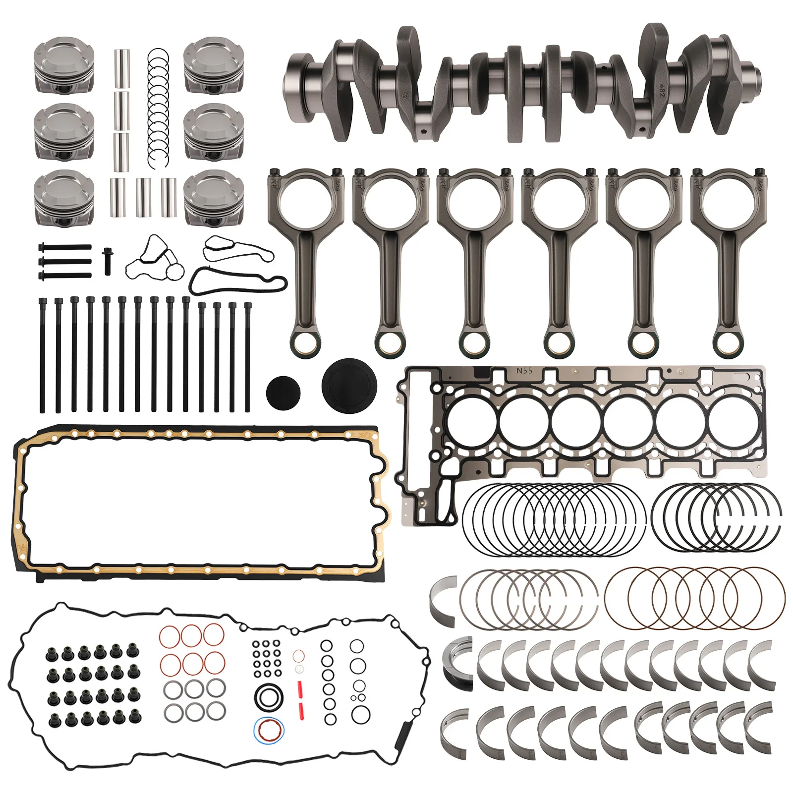 Suitable for Bmw N55 3.0L Engine Overhaul Kit (Includes Pistons, Gaskets, Bearings, Crankshaft, and Connecting Rods)
Suitable for Bmw N55 3.0L Engine Overhaul Kit (Includes Pistons, Gaskets, Bearings, Crankshaft, and Connecting Rods)
